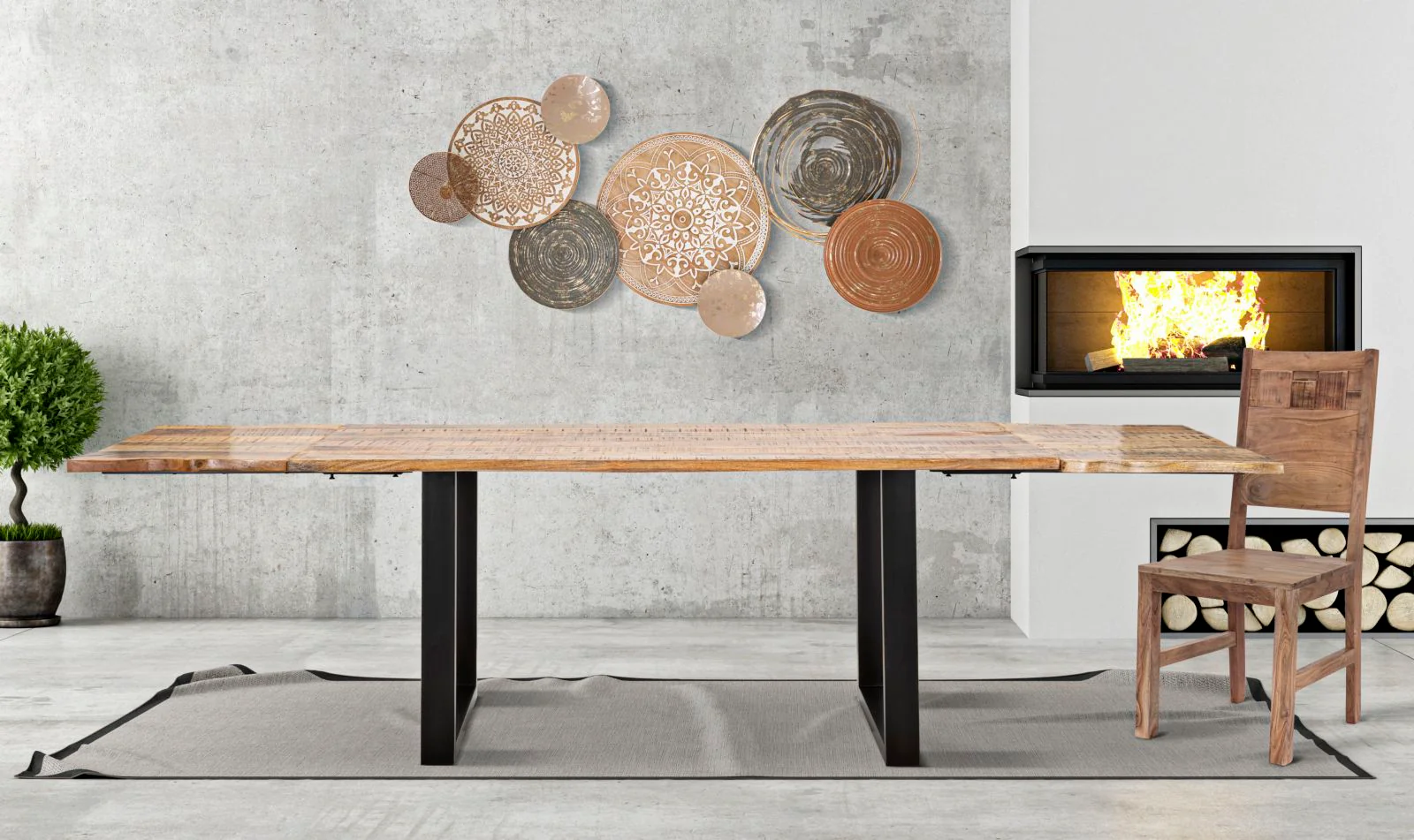 Tavolo da Pranzo Estensibile Edge in Legno di Mango 180x90x77 cm - Image 11
