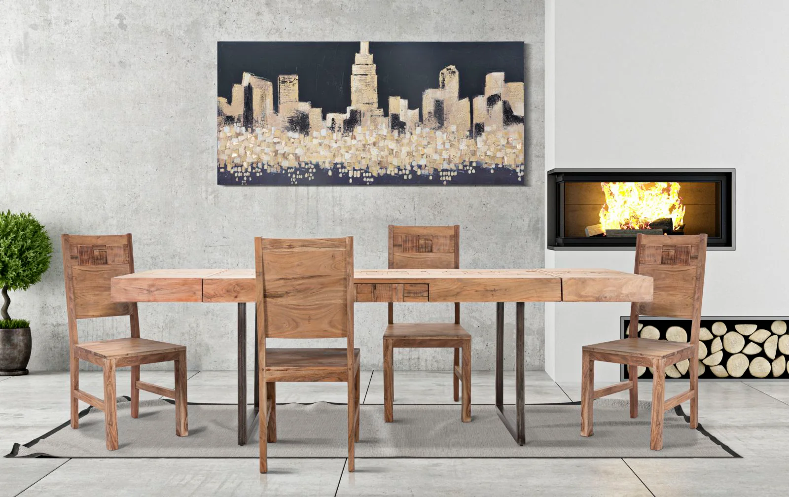 Tavolo da Pranzo Allungabile Mumbai in Legno di Acacia Nicolitica 160x90 cm - Image 5