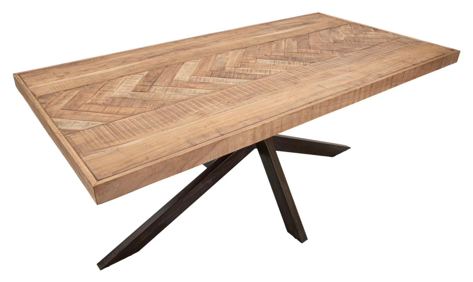 Tavolo da pranzo in legno di acacia nicolitica 180x90 cm con gambe in metallo design industriale - Image 2