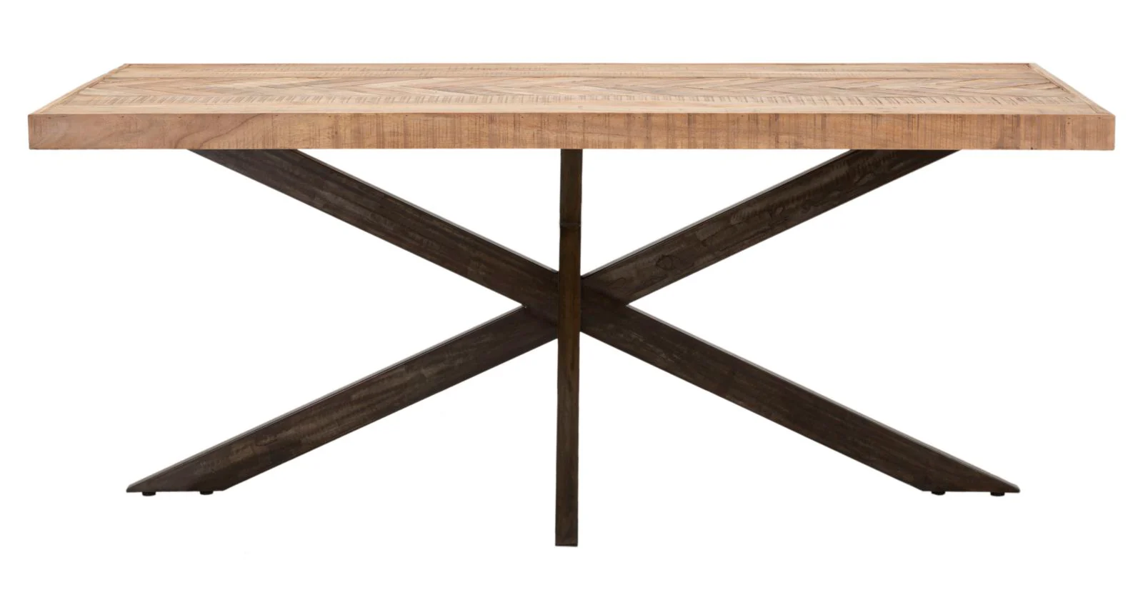 Tavolo da pranzo in legno di acacia nicolitica 180x90 cm con gambe in metallo design industriale - Image 3