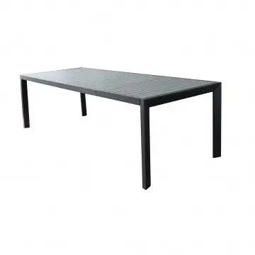 Tavolo allungabile Detroit 190/250 X 100 in alluminio verniciato antracite con doghe effetto legno