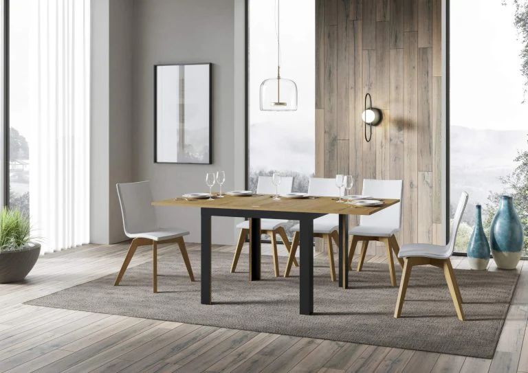 Tavolo Allungabile Linea Libra con Struttura Antracite 90x90/180 cm