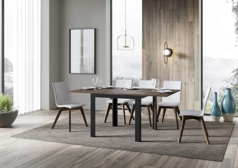 Tavolo Allungabile Linea Libra con Struttura Antracite 90x90/180 cm - Image 4