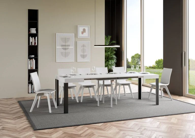 Tavolo allungabile Linea P.90 con telaio in ferro Antracite