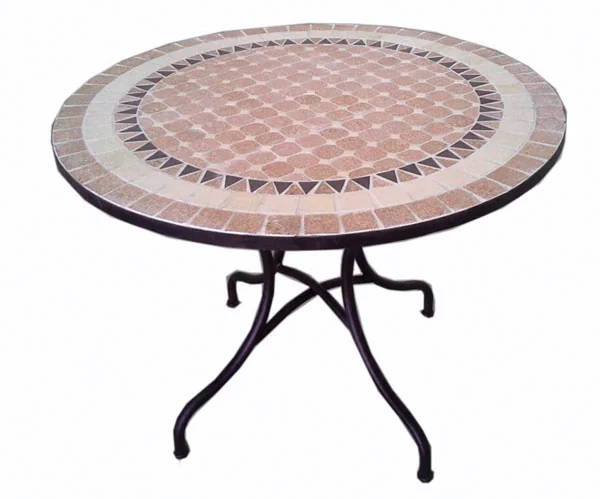 Tavolo in ferro battuto con mosaico – Tondo Ø100 cm, design elegante