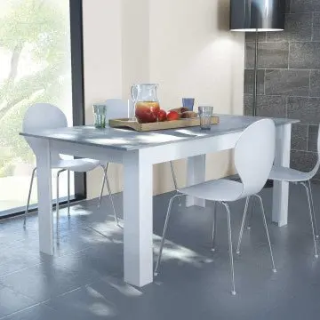 Tavolo Gemma Bianco e Grigio Effetto Cemento cm 160/200 x 90 x 75 h - Image 2