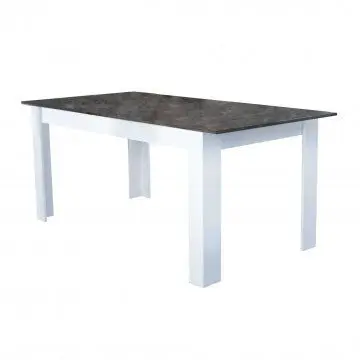 Tavolo Gemma Bianco e Grigio Scuro Effetto Cemento 160/200 x 90 x 75 h