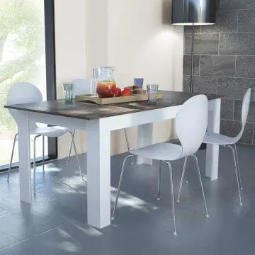 Tavolo Gemma Bianco e Grigio Scuro Effetto Cemento 160/200 x 90 x 75 h - Image 2
