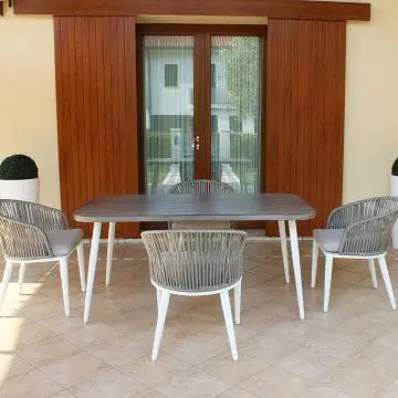 Tavolo Granada - Alluminio Bianco con Piano Grigio 160x90 cm - Image 7