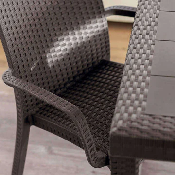 Tavolo Rettangolare Houston con Struttura in Plastica Stile Wicker, 150x90 - Image 12
