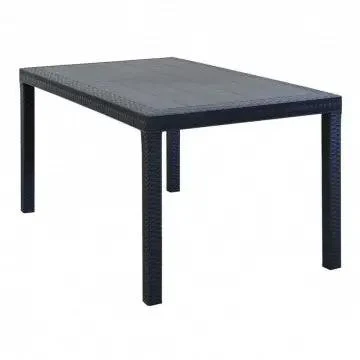 Tavolo Rettangolare Houston con Struttura in Plastica Stile Wicker, 150x90 - Image 14