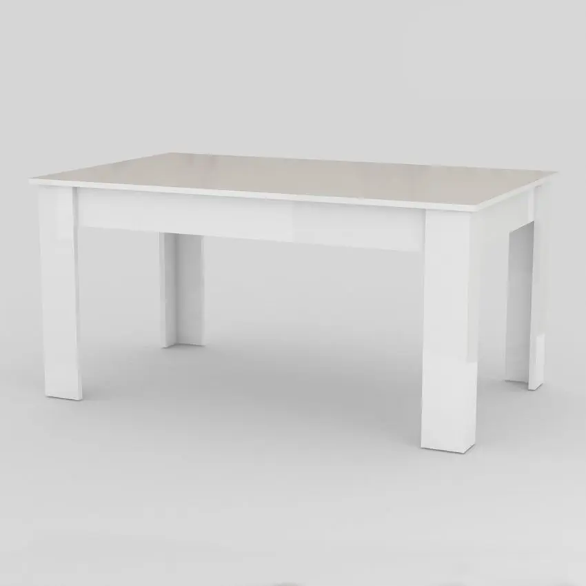 Tavolo Allungabile JESI 140, Design Moderno, Colore Bianco Lucido - Image 3