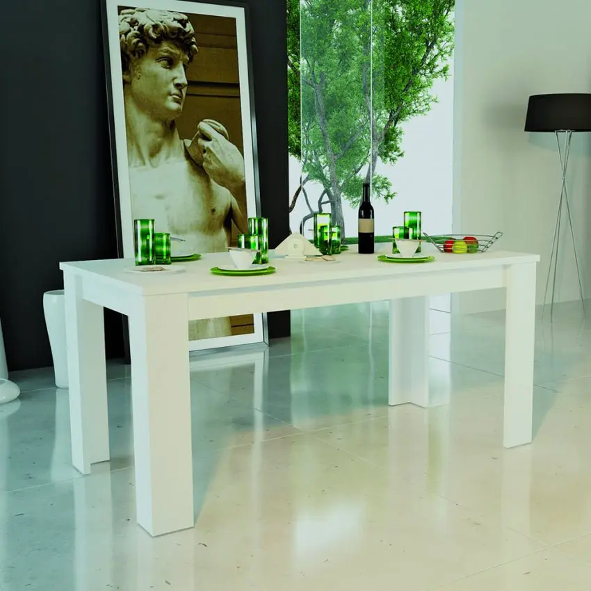Tavolo Allungabile JESI 160 - Design Moderno Bianco Lucido - Image 3