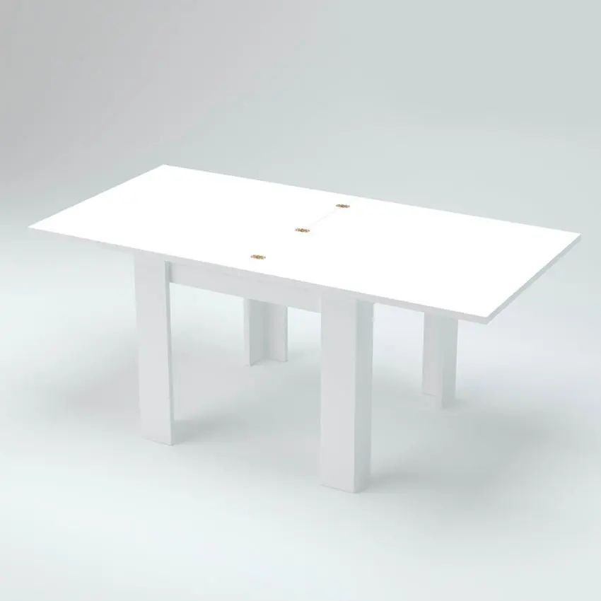 Tavolo Jesi Allungabile Moderno - Design Bianco Lucido a Libro - Image 3