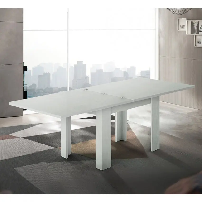 Tavolo Allungabile a Libro Design Moderno Larice Bianco "JESI" - Image 3