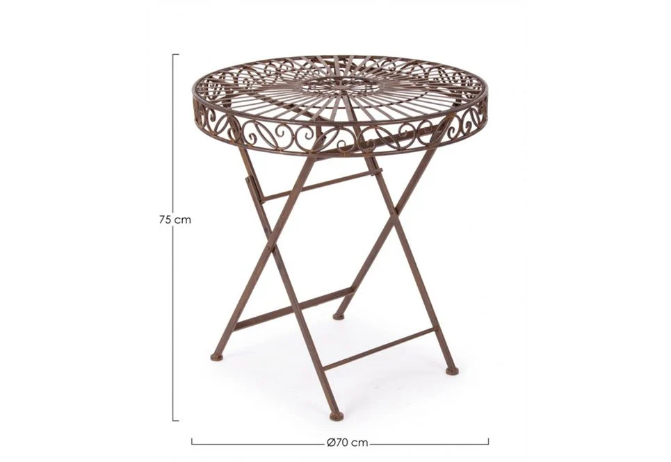 Tavolo da Esterno Melanie Ø 70 cm in Ferro Battuto - Marrone Ruggine - Image 5