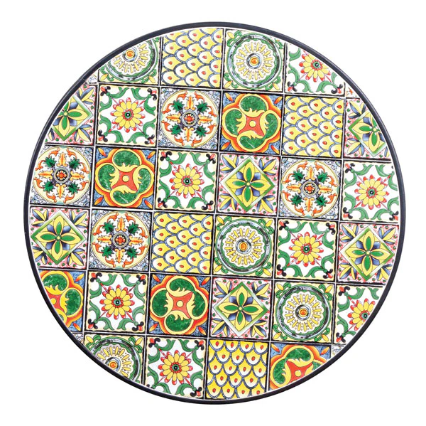 Tavolo da giardino in ceramica e ferro con mosaico Naxos Ø60 x 75h
