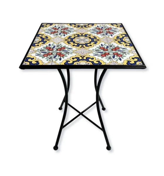 Tavolo Santorini 60×60 cm Pieghevole Mosaico Ceramica Esterno