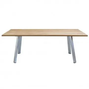 Tavolo Nevis 200 x 100 con Struttura in Alluminio Spazzolato e Piano in Teak Riciclato - Image 2