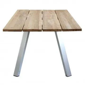 Tavolo Nevis 200 x 100 con Struttura in Alluminio Spazzolato e Piano in Teak Riciclato - Image 3
