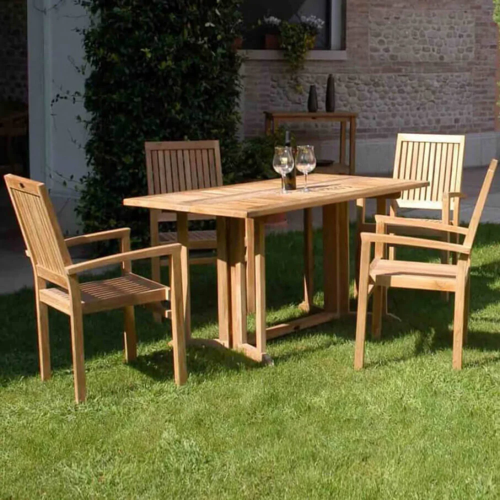 Tavolo consolle pieghevole rettangolare in legno massiccio Teak 150 x 80 - Image 2