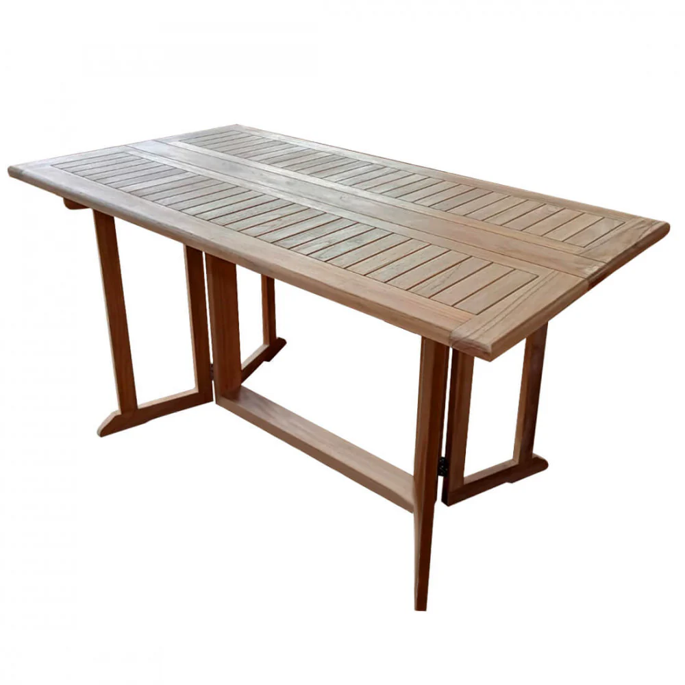 Tavolo consolle pieghevole rettangolare in legno massiccio Teak 150 x 80 - Image 3