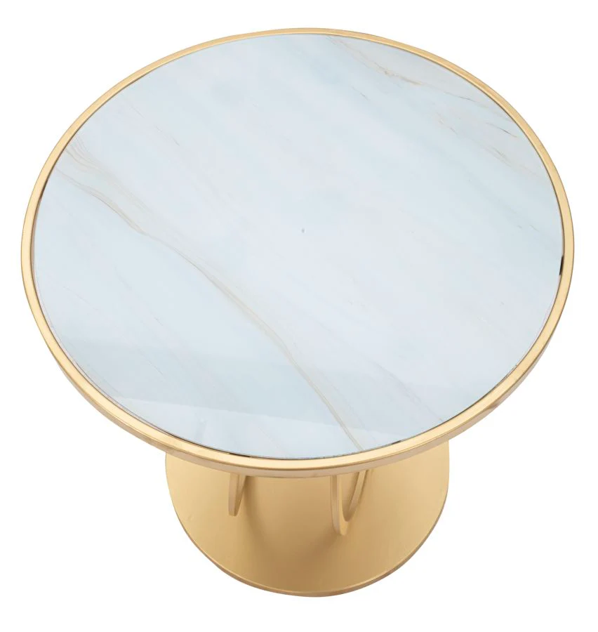 Tavolo Rotondo Ring Double Ø 55x60 cm in Vetro e Metallo Dorato - Image 3