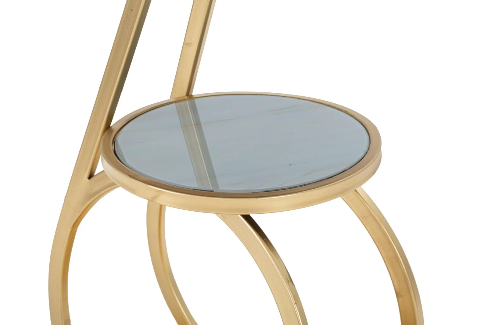 Tavolo Rotondo Ring Double Ø 55x60 cm in Vetro e Metallo Dorato - Image 5