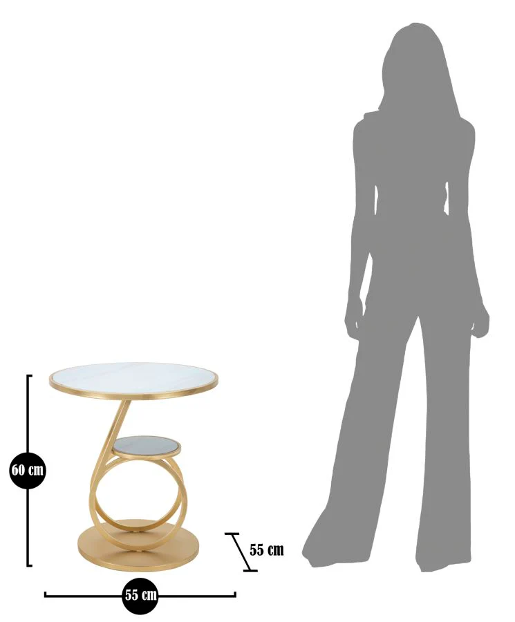 Tavolo Rotondo Ring Double Ø 55x60 cm in Vetro e Metallo Dorato - Image 8