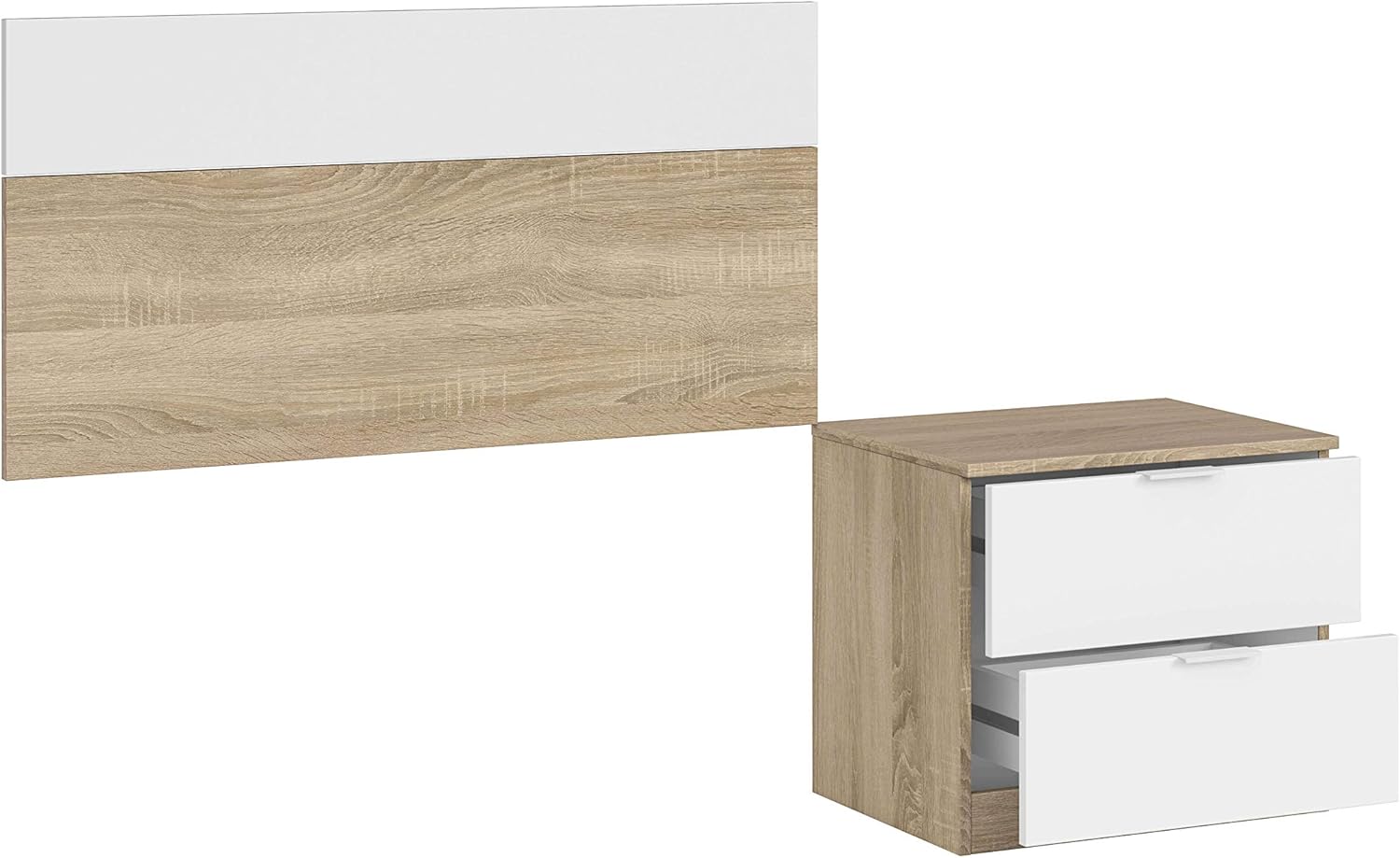 Testiera per letto singolo e comodino Rovere Canadian - Bianco Artik - Image 4
