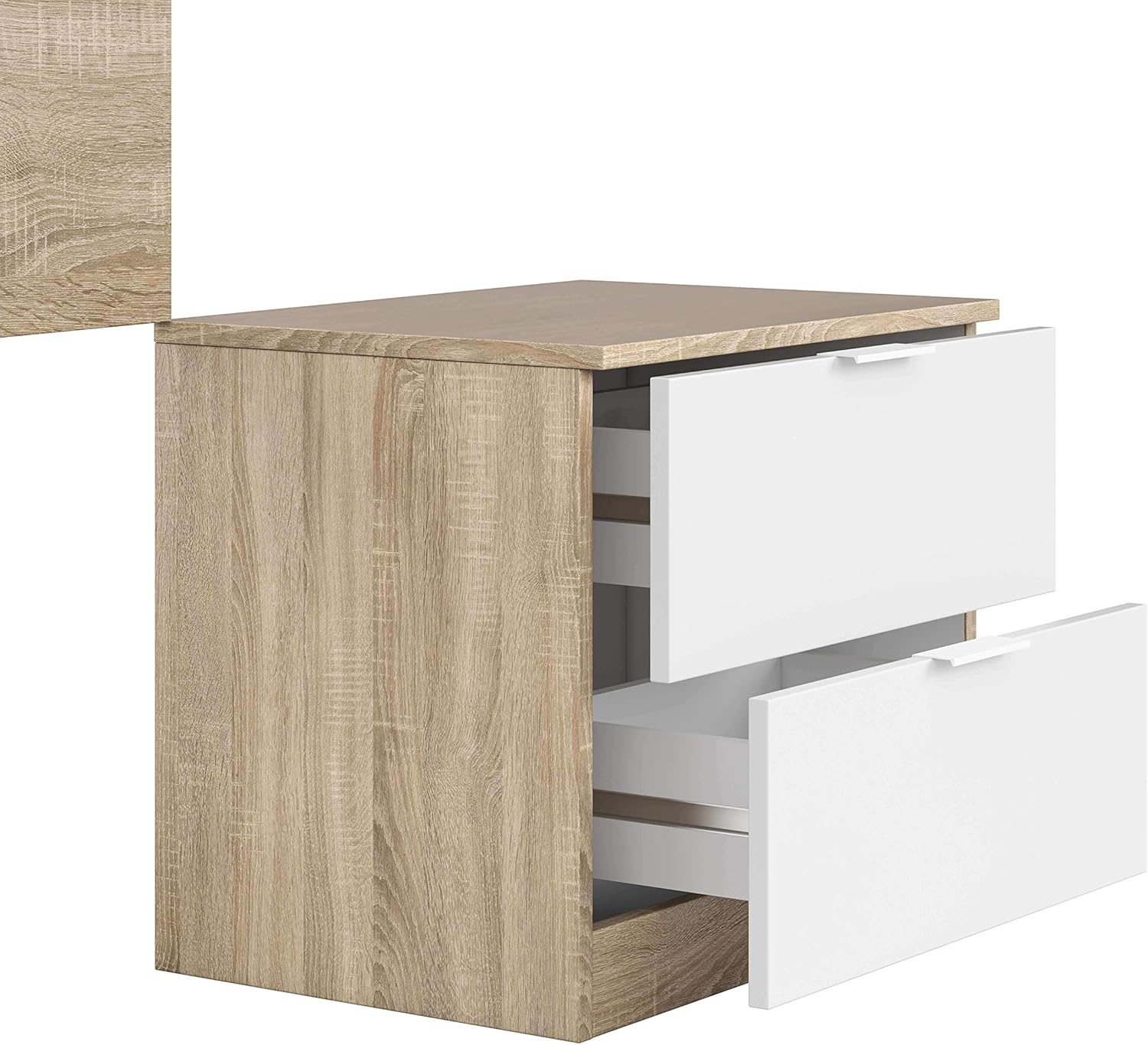 Testiera per letto singolo e comodino Rovere Canadian - Bianco Artik - Image 5