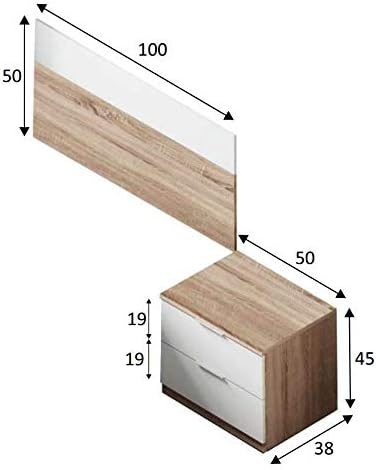 Testiera per letto singolo e comodino Rovere Canadian - Bianco Artik - Image 7