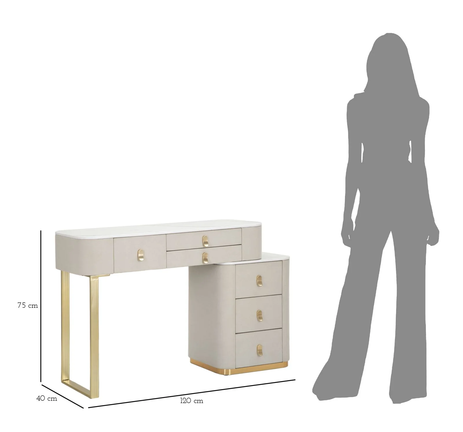 Toeletta Elegante da Camera con Piano in Simil Marmo 120x40x75 cm - Image 9