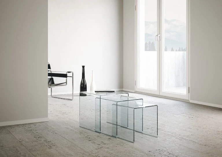 Set di Tavolini Nest in Vetro Cristallo - Trio Elegante e Funzionale (34x34x34, 38x38x38, 42x42x42) - Image 2
