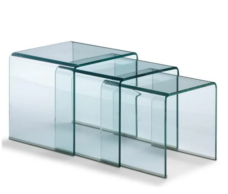Set di Tavolini Nest in Vetro Cristallo - Trio Elegante e Funzionale (34x34x34, 38x38x38, 42x42x42) - Image 3
