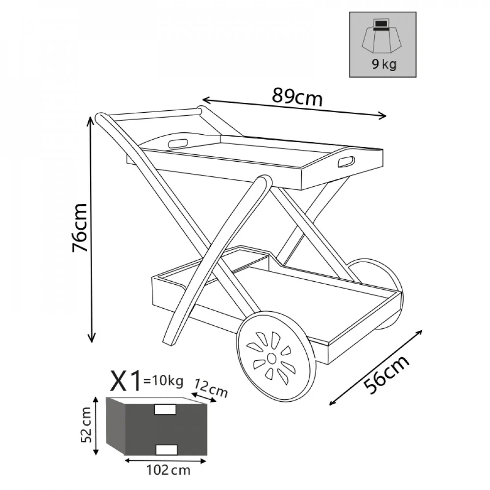 Carrello portavivande Trolley bar in Legno di Acacia massiccio - Image 3