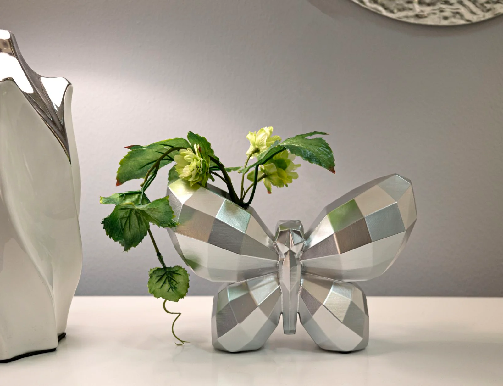 Vaso Butterfly Silver Cm 22,5X8X15 Design Elegante Unico - Image 5
