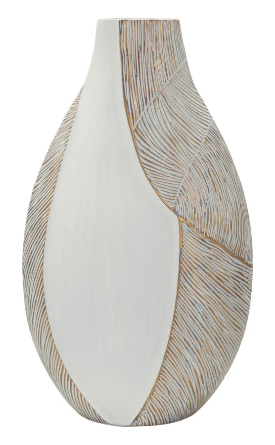 Vaso Resina Ho Chi Minh 29,5 X 13,5 X 50 Cm Polyresin Con Apertura 8 X 5 Linee Curve Elegante