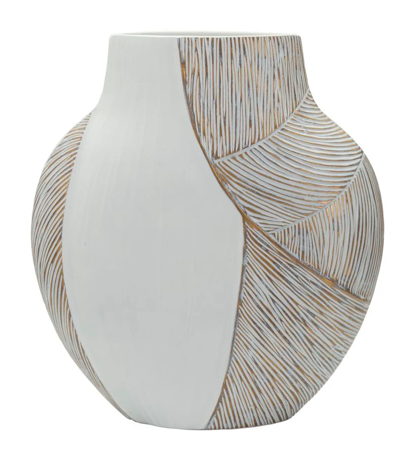 Vaso Resina Polyresin Ho Chi Minh 35x13,5x37,5 Cm Apertura 16x6 Per Interni Moderni
