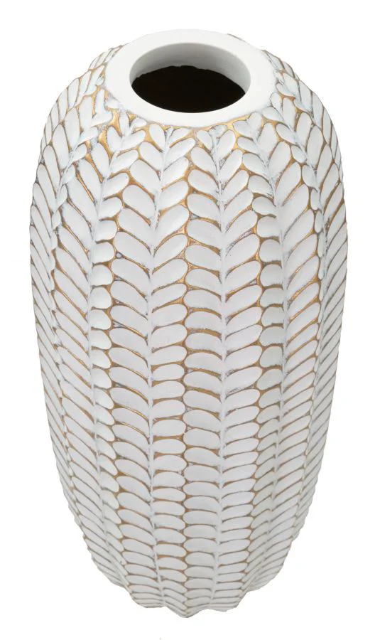 Vaso Elegante in Resina con Design Foglia 18,5x46 cm - Image 2