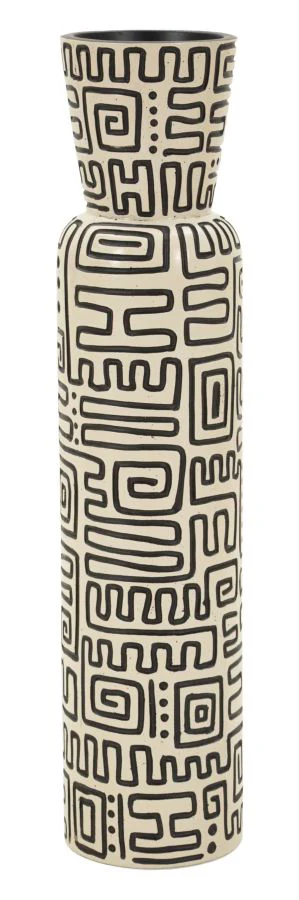 Vaso Resina Nairobi Diametro 15,5 Cm Altezza 65 Cm Apertura 11,5 Cm Polyresin Geometrie Lineari Decorativi