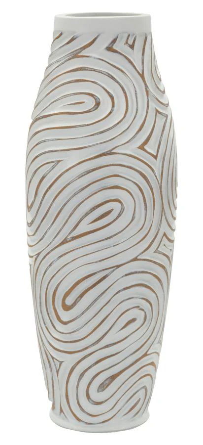 Vaso In Resina Oblix Altezza 50 Cm Diametro 18,5 Cm Apertura 9 Cm Polyresin Con Decorazione A Spirale