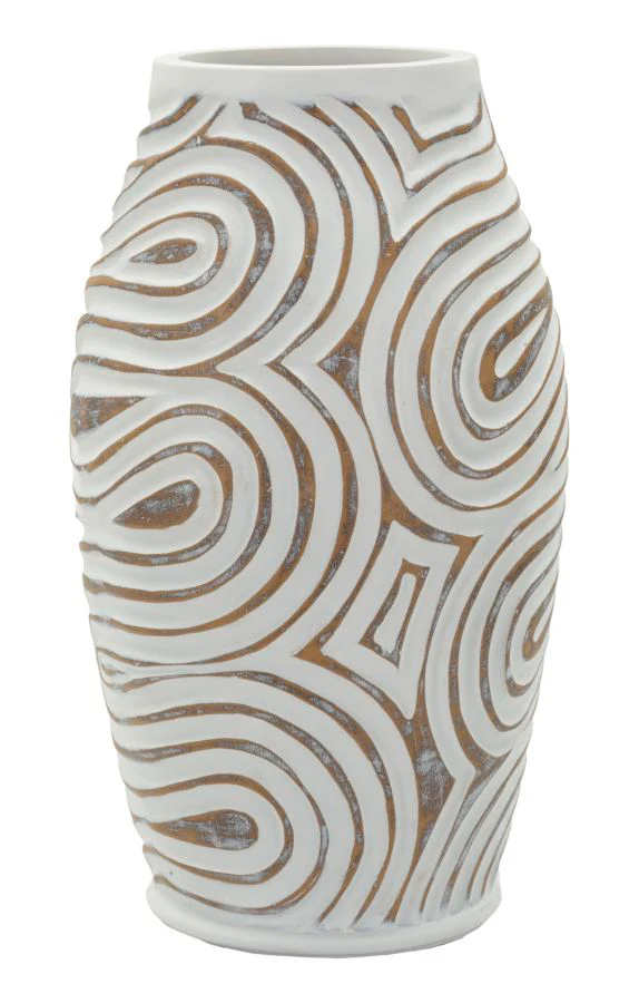 Vaso Oblix In Poliresina Diametro 19,5 Cm Altezza 35 Cm Apertura 10,5 Cm Decori a Spirale Compatto e Raffinato