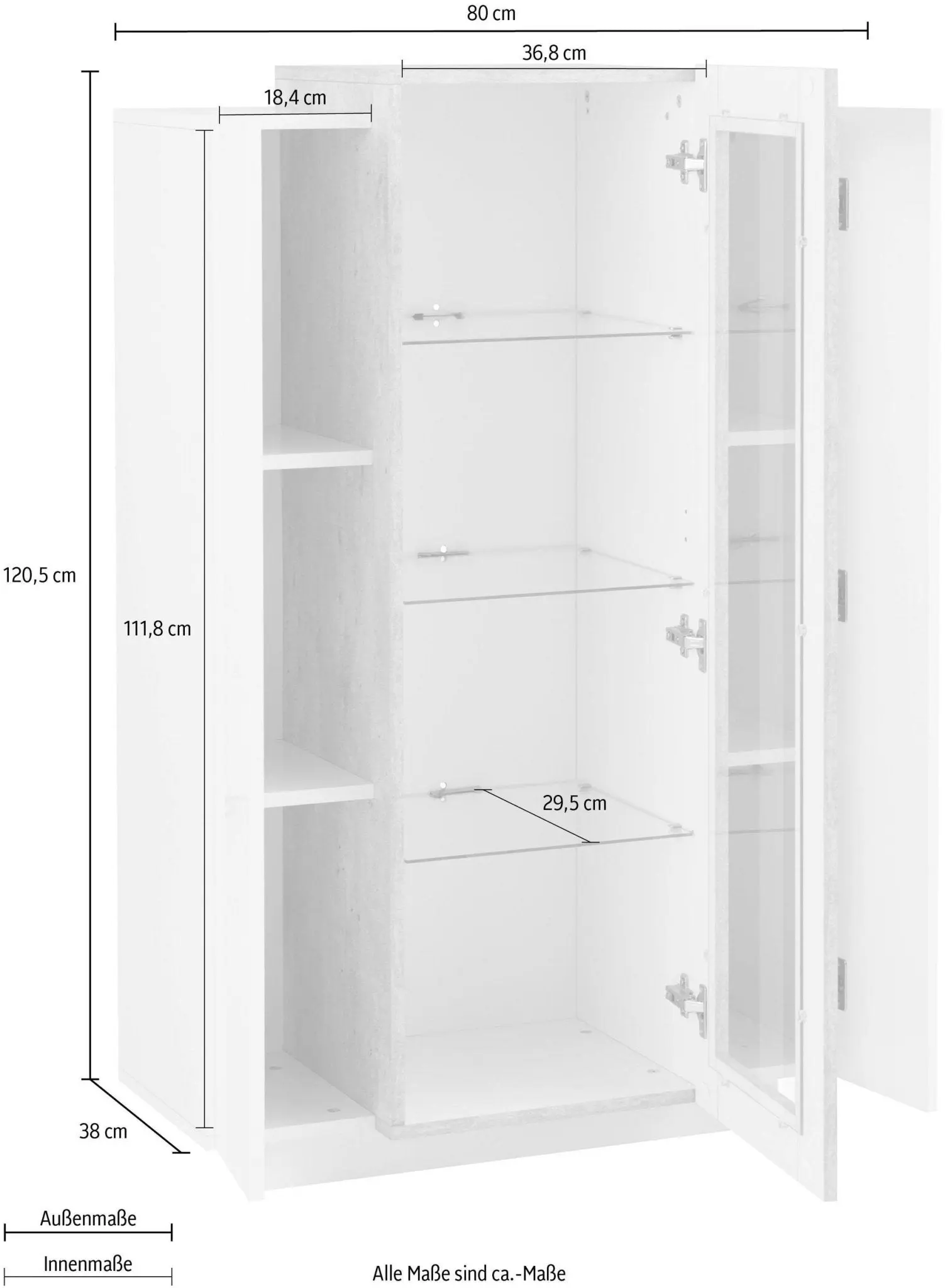 Vetrina Moderna Bianco Lucido - Cemento CORO - Image 4
