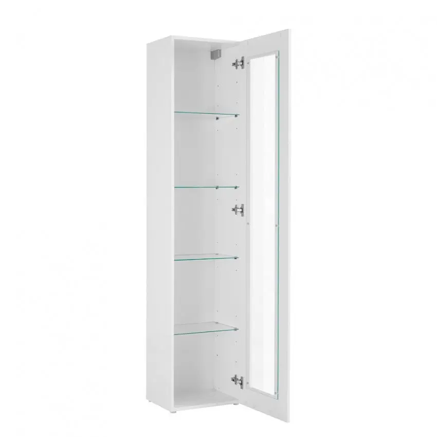 Vetrina Moderna Bianca 1 Anta Battente Maruska Bianco Lucido - Image 4