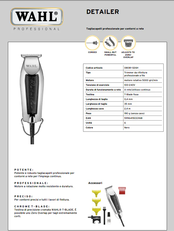 WAHL PROFESSIONAL TAGLIACAPELLI CLASSIC SERIES DETAILER - Image 4