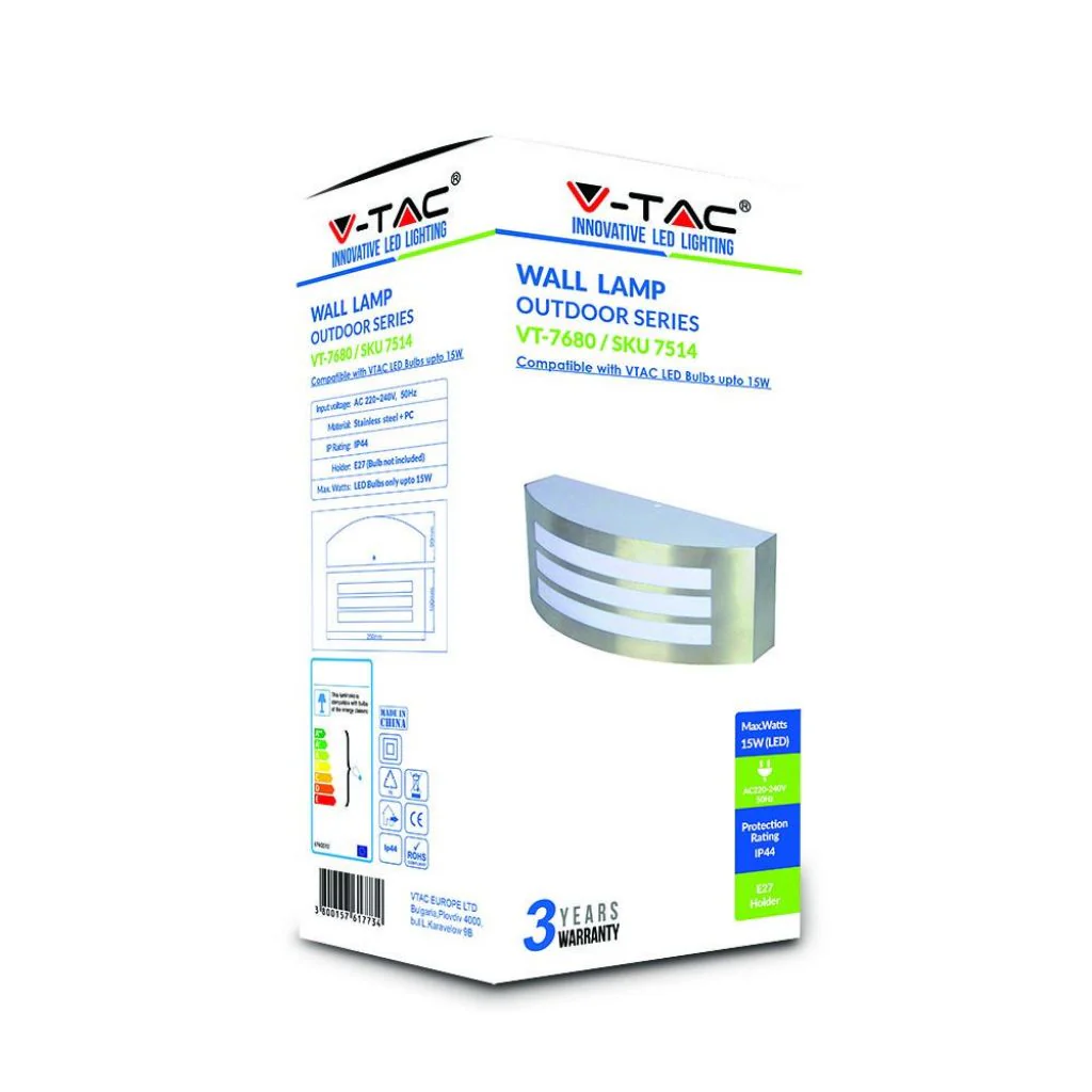 Lampada LED da Muro E27 IP44 Grigia per Esterni | V-Tac - Image 6