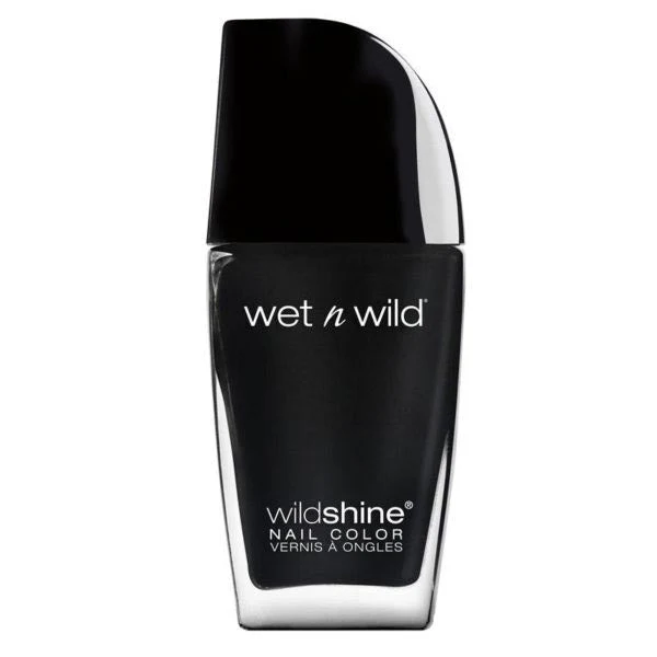 WET N WILD SMALTO NAIL COLOR WILD SHINE BLACK CREME E485D